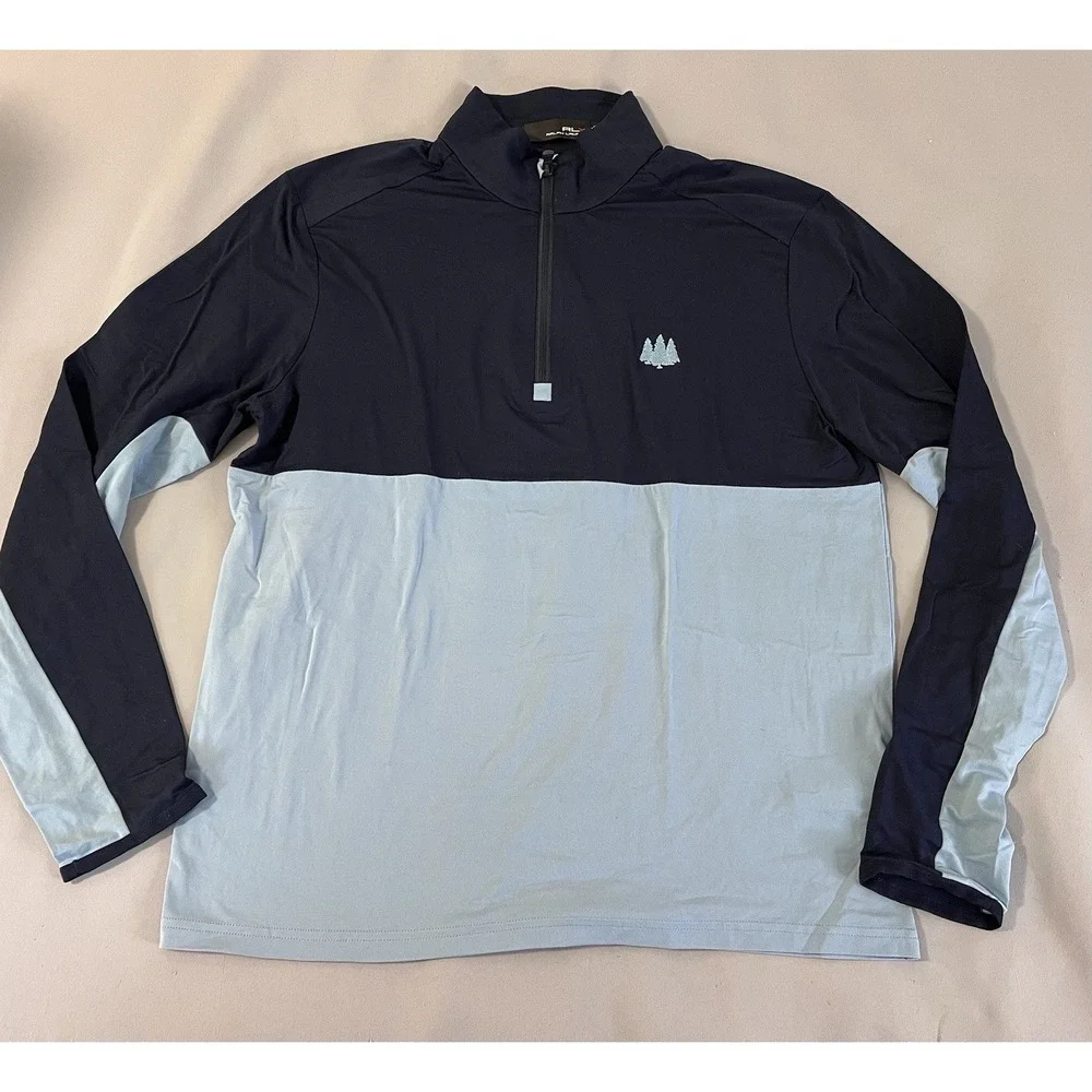 RALPH LAUREN‎ POLO GOLF WICKING Blue Men's 1/4 ZIP PULLOVER Medium